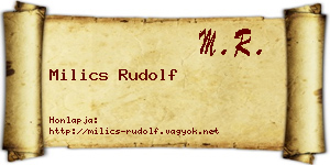 Milics Rudolf névjegykártya